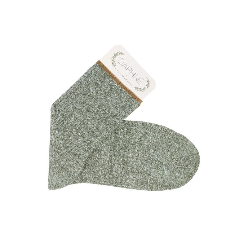 Socquettes | Vert kaki - Lin & Coton