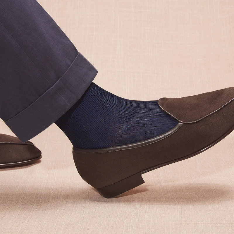 Chaussettes | Marine & Roi - Côtes perlées - Fil d'Écosse