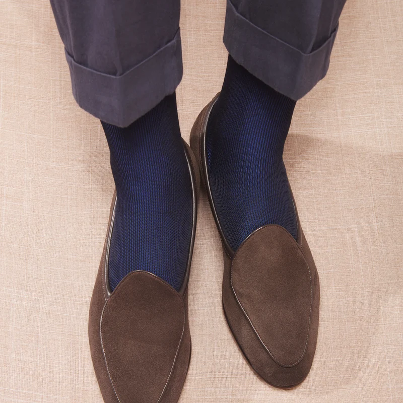 Chaussettes | Marine & Roi - Côtes perlées - Fil d'Écosse
