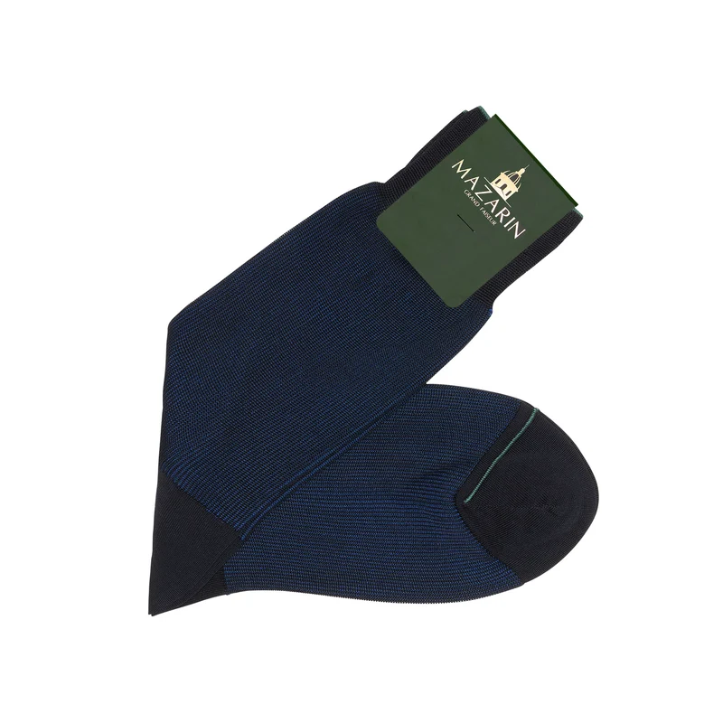 Chaussettes | Marine & Roi - Côtes perlées - Fil d'Écosse