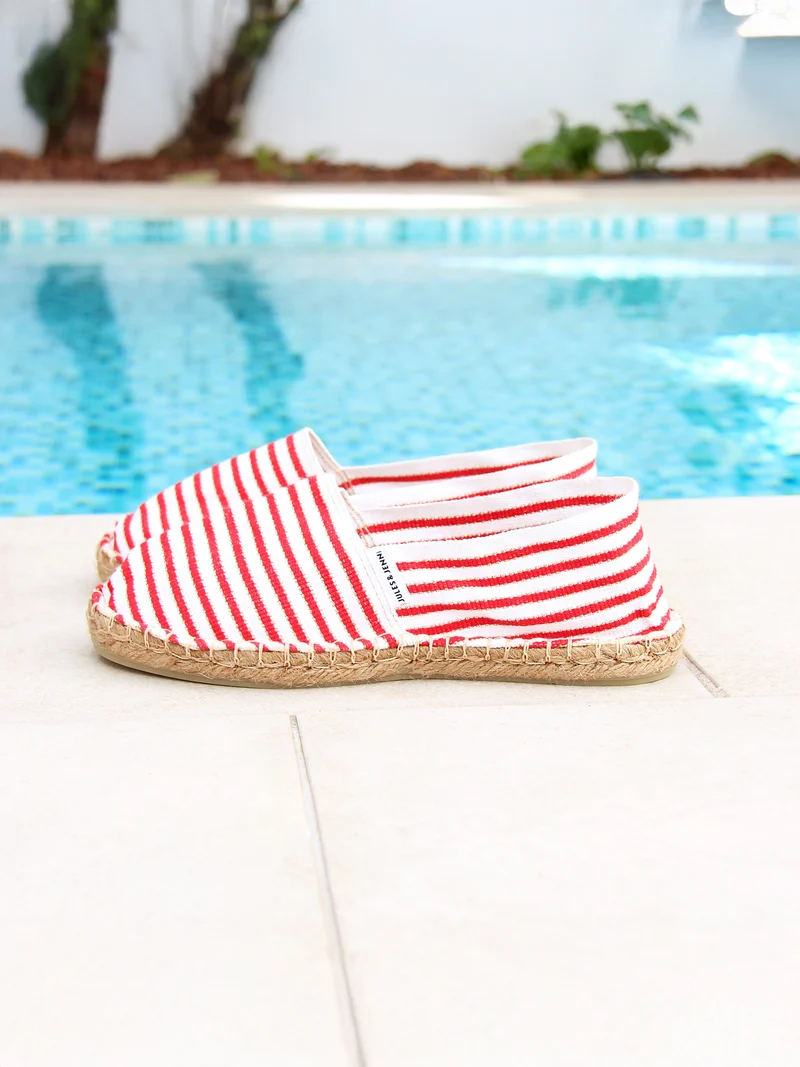 Espadrilles toile coton rouge & doré
