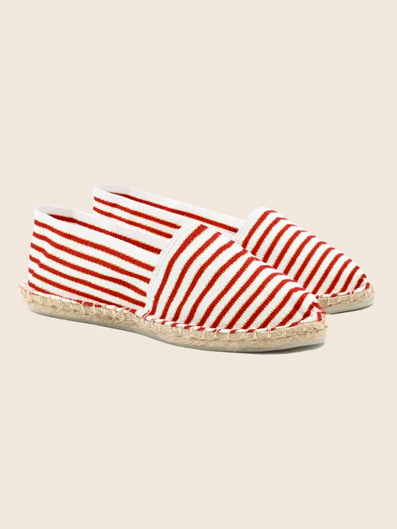 Espadrilles toile coton rouge & doré