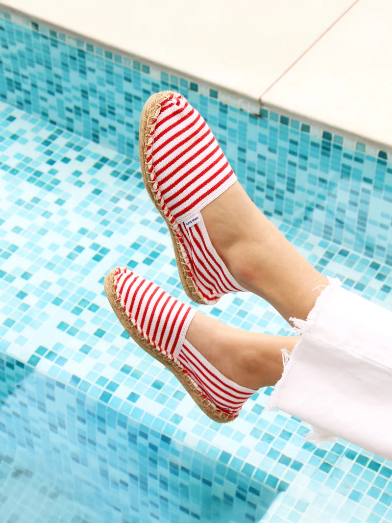 Espadrilles toile coton rouge & doré