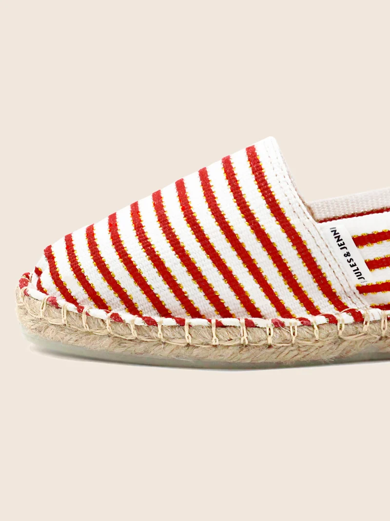 Espadrilles toile coton rouge & doré