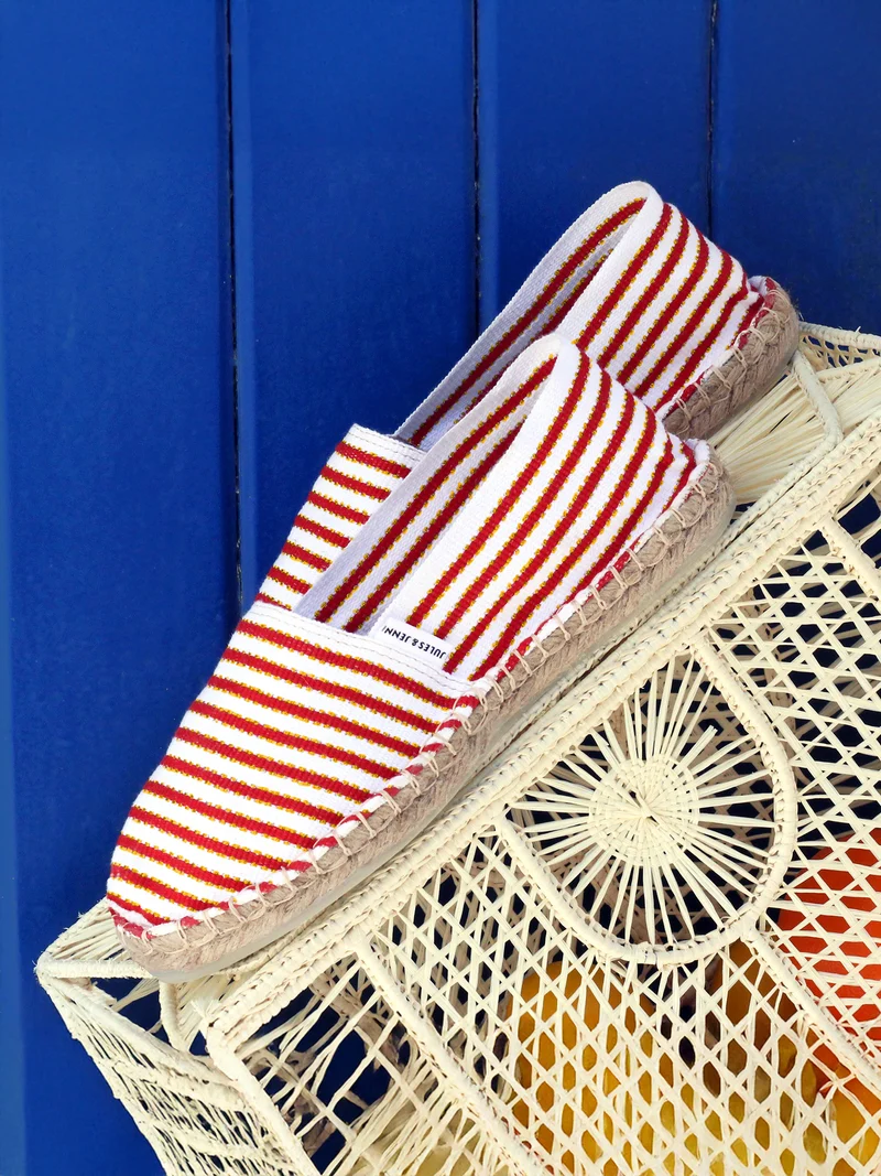 Espadrilles toile coton rouge & doré