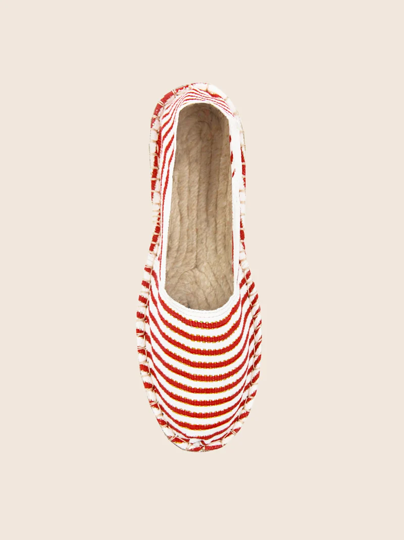 Espadrilles toile coton rouge & doré