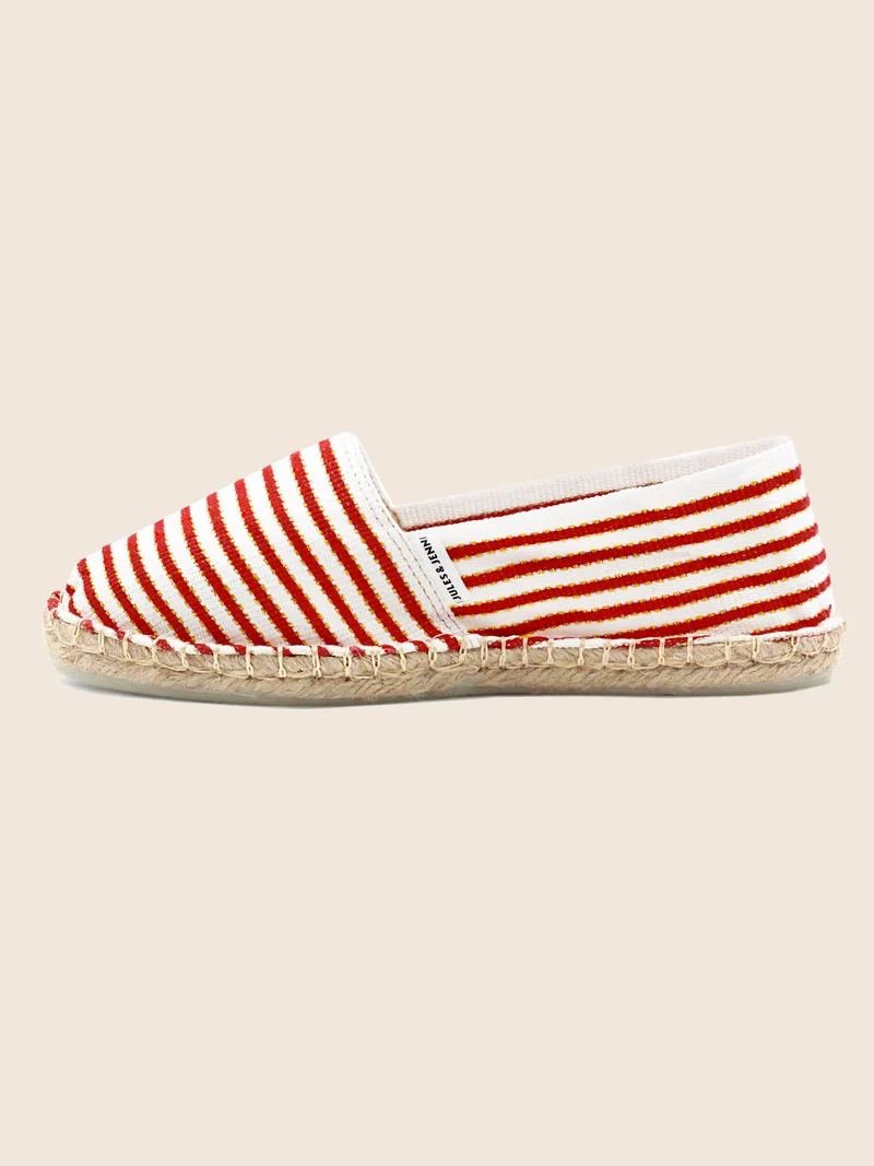 Espadrilles toile coton rouge & doré
