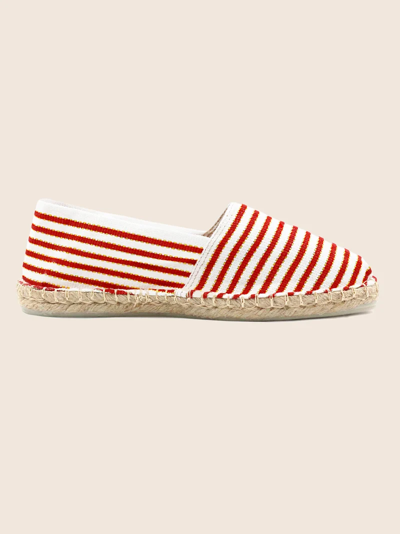 Espadrilles toile coton rouge & doré