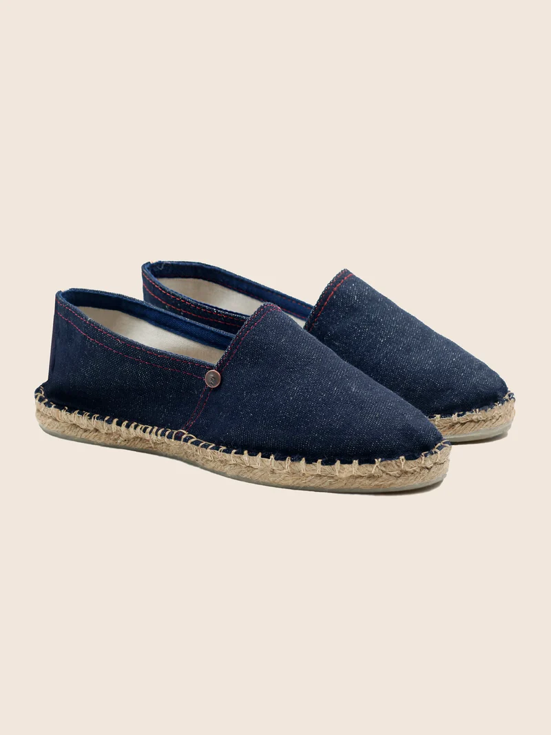 Espadrilles toile jean en chanvre bleu