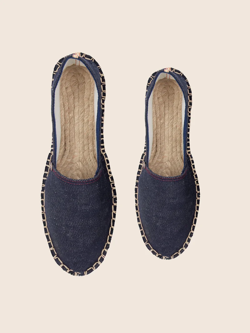 Espadrilles toile jean en chanvre bleu