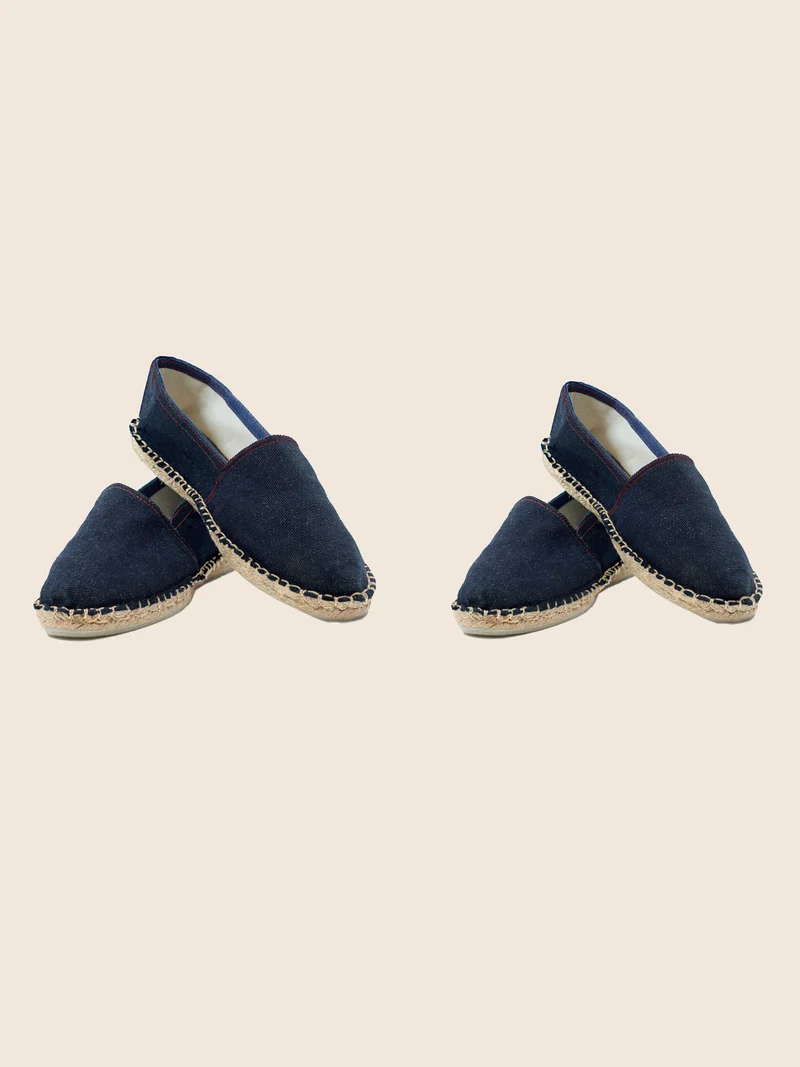 Espadrilles toile jean en chanvre bleu
