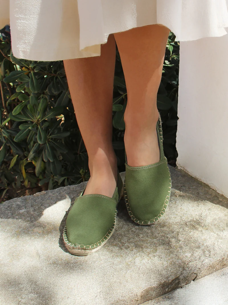 Espadrilles toile coton recyclé kaki