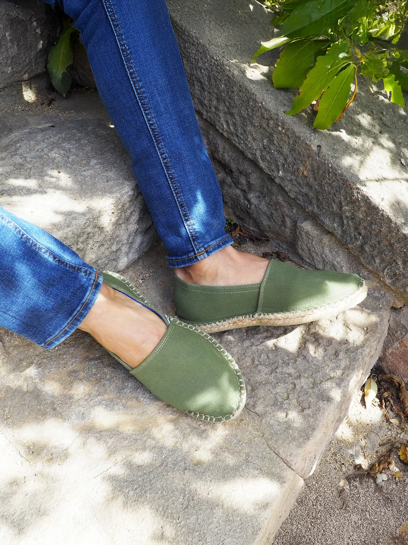 Espadrilles toile coton recyclé kaki