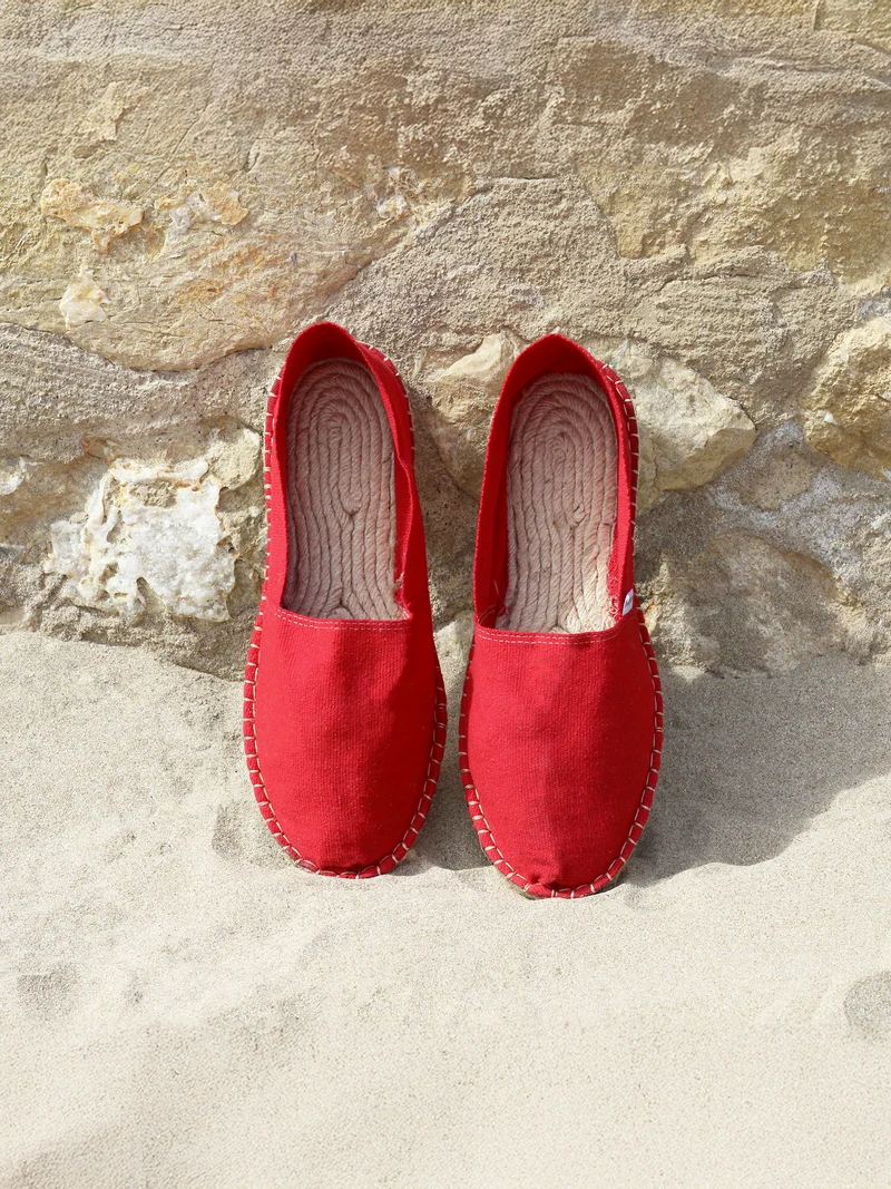 Espadrilles toile coton rouge