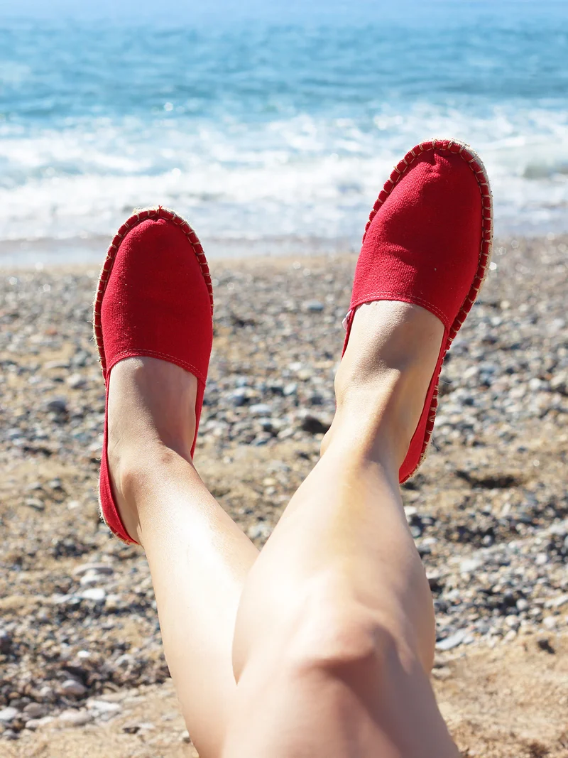 Espadrilles toile coton rouge