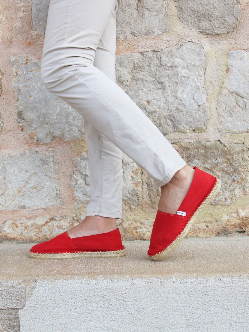 Espadrilles toile coton rouge