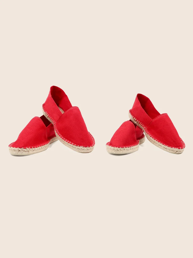 Espadrilles toile coton rouge
