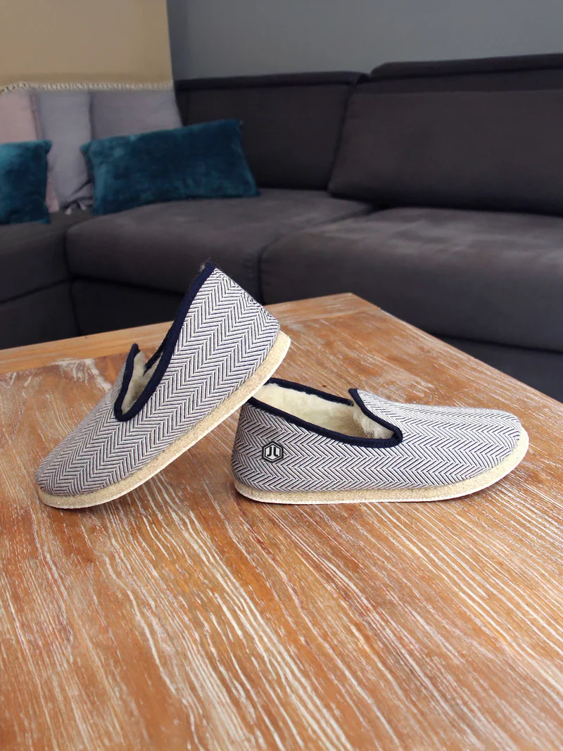 Charentaises tradition blanc bleu