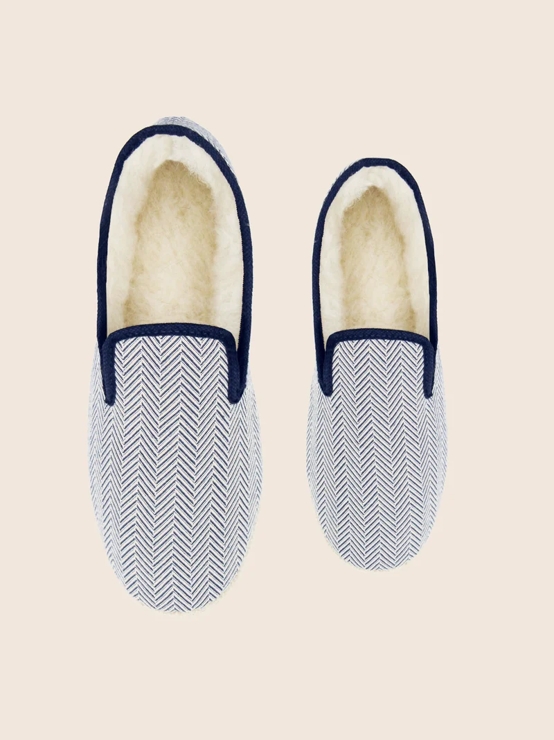 Charentaises tradition blanc bleu