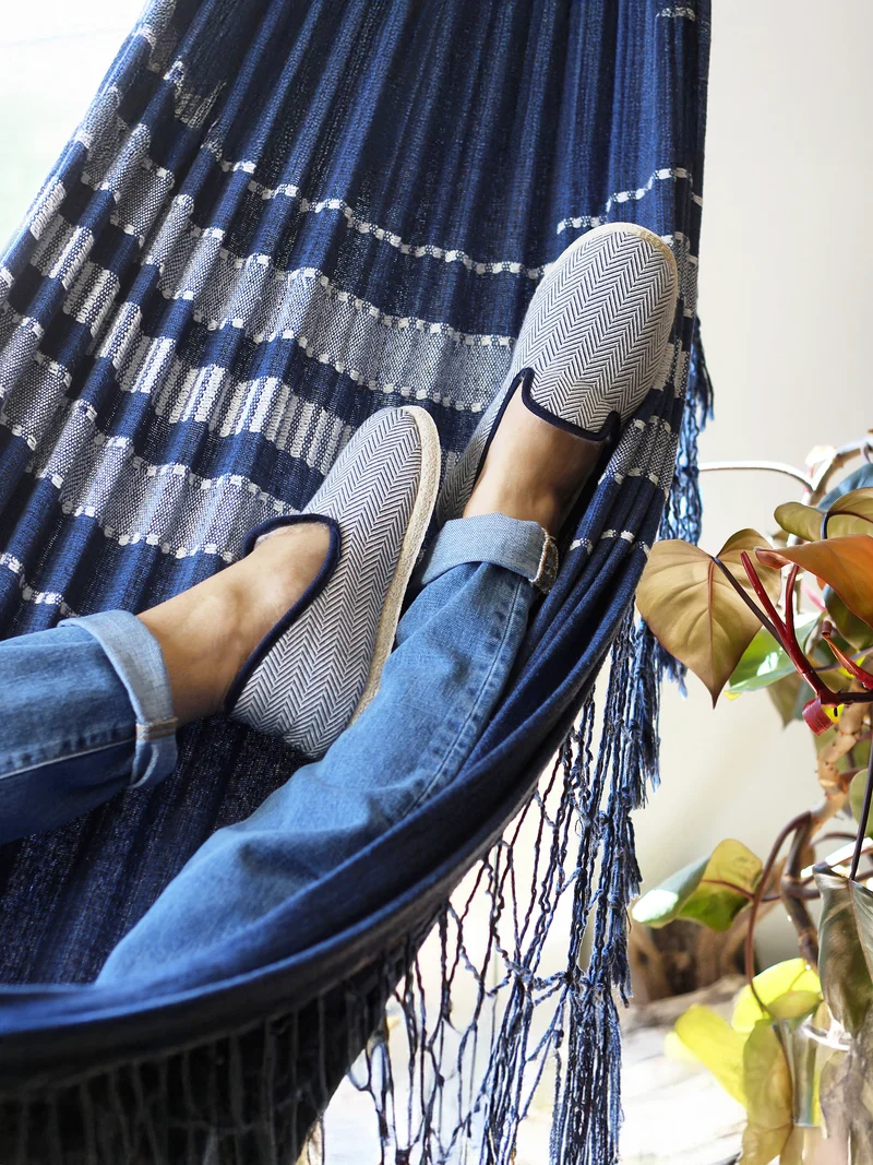 Charentaises tradition blanc bleu