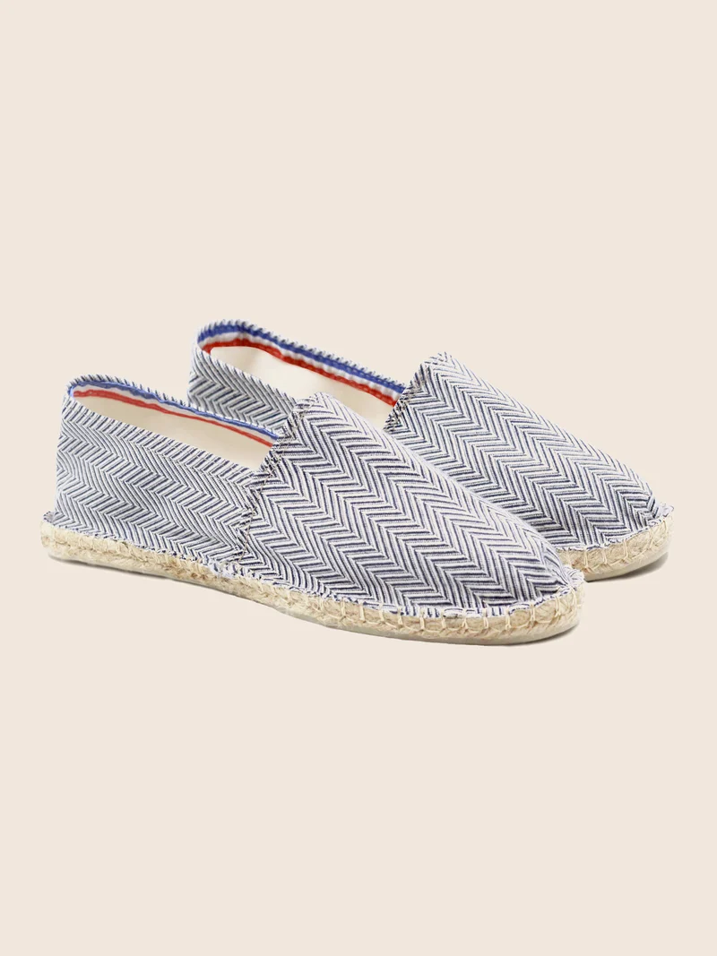 Espadrilles coton upcyclé blanc bleu