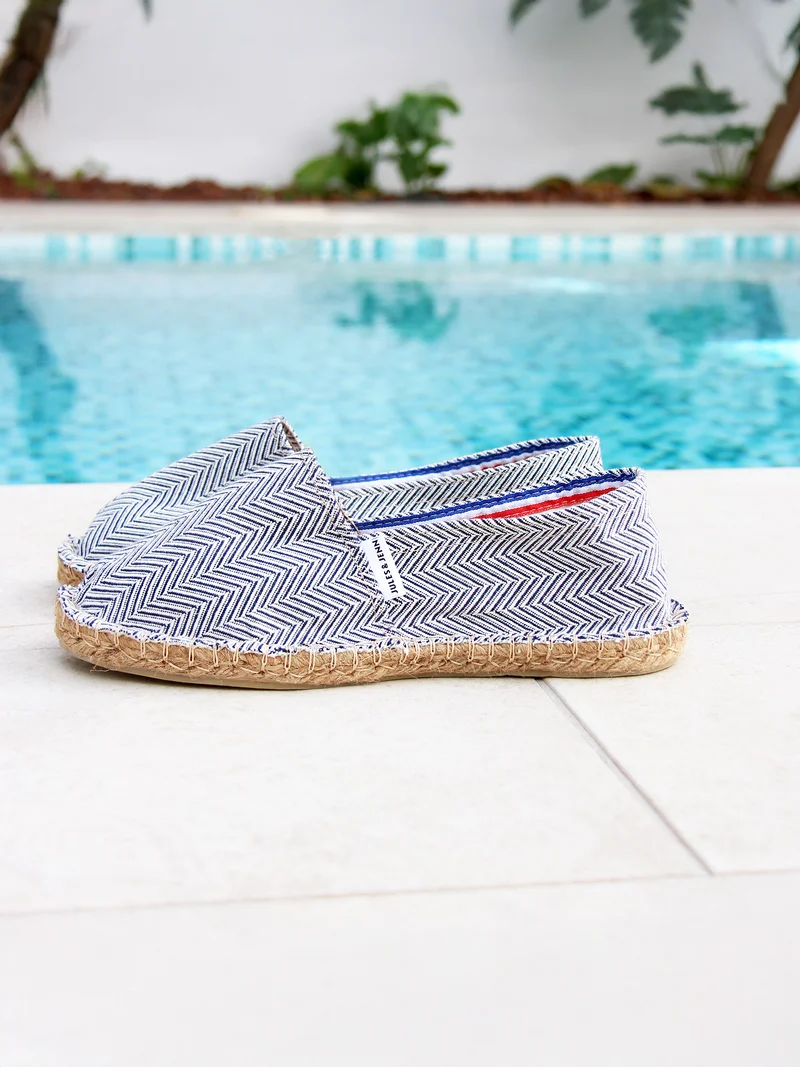 Espadrilles coton upcyclé blanc bleu