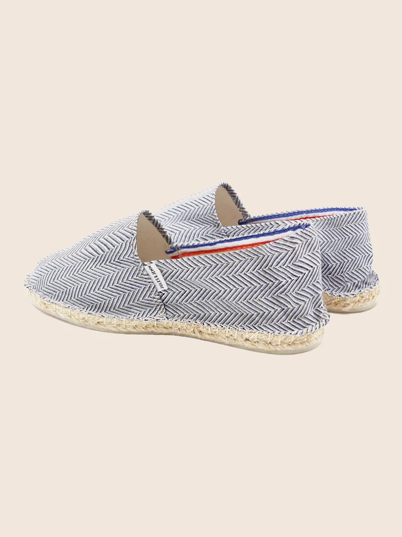 Espadrilles coton upcyclé blanc bleu