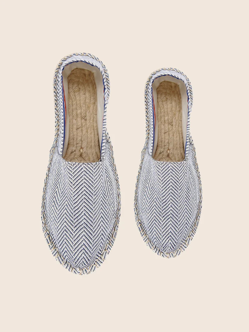 Espadrilles coton upcyclé blanc bleu