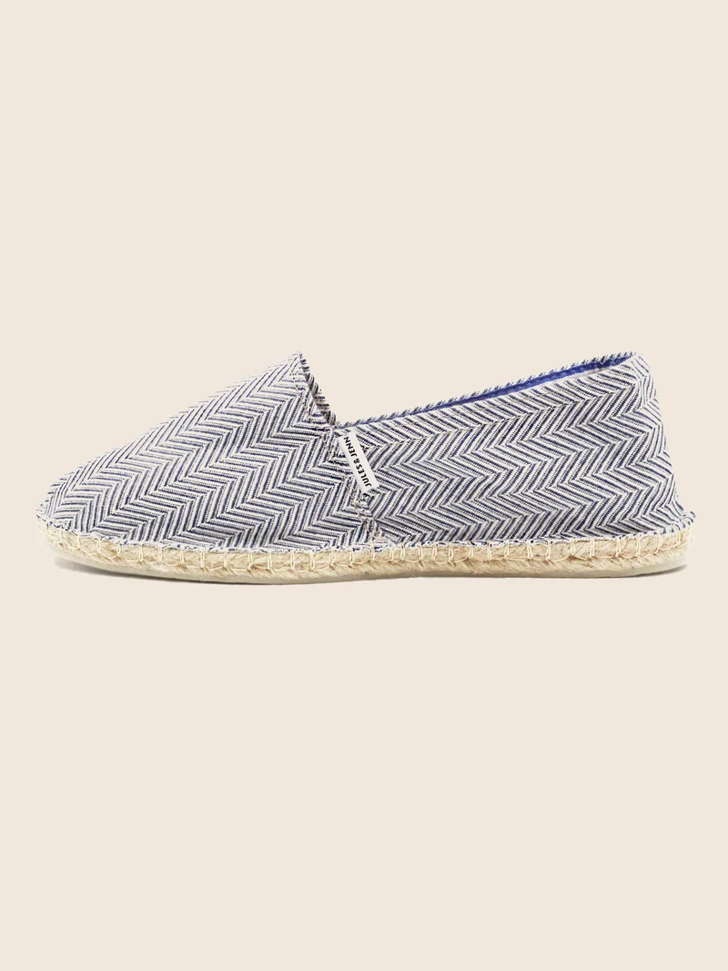 Espadrilles coton upcyclé blanc bleu