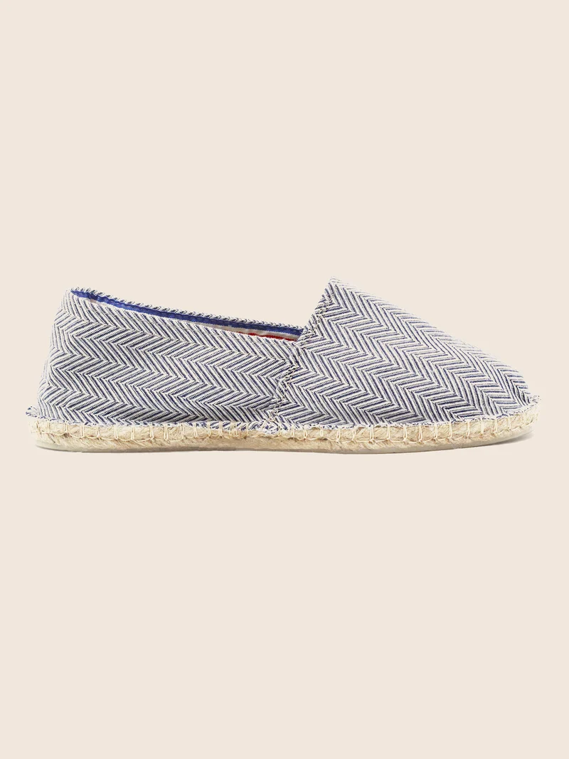 Espadrilles coton upcyclé blanc bleu
