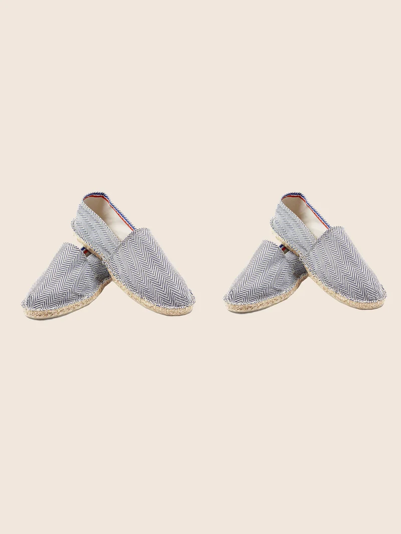 Espadrilles coton upcyclé blanc bleu