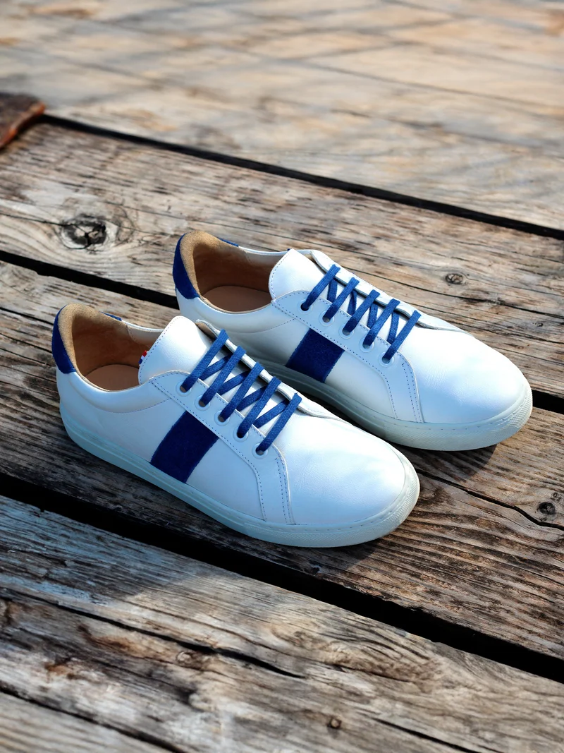 Baskets Made in France cuir bleu