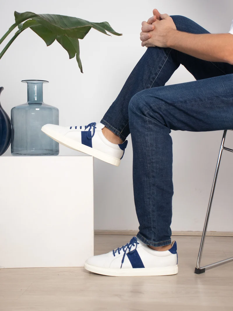 Baskets Made in France cuir bleu