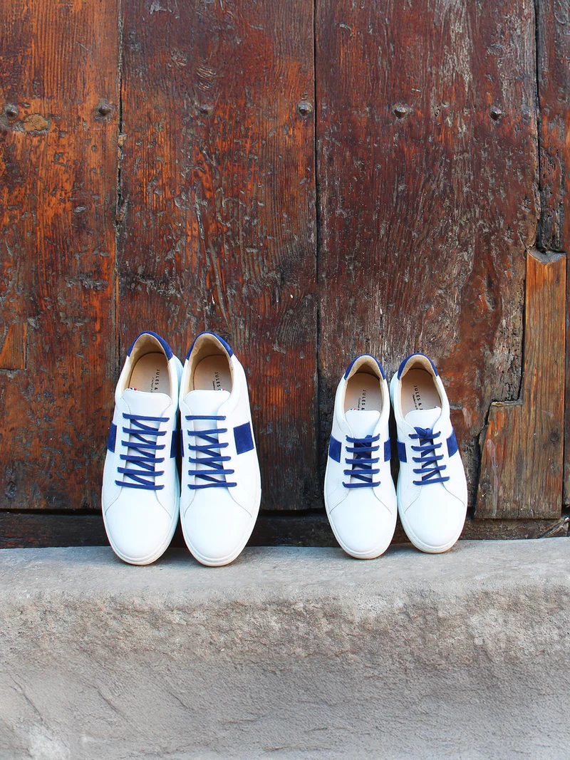 Baskets Made in France cuir bleu