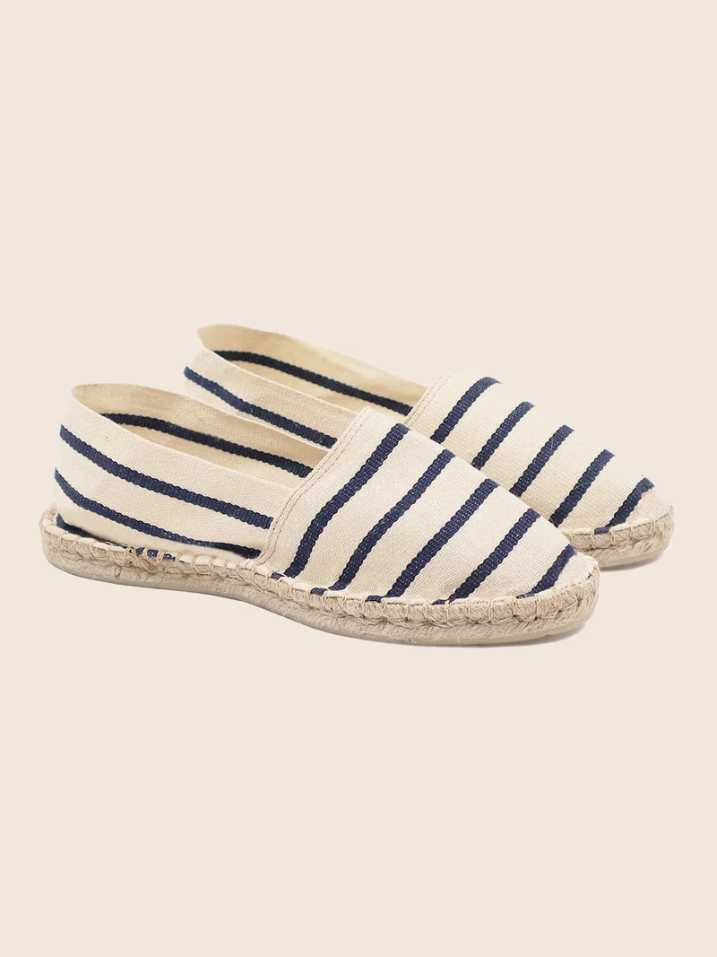 Espadrilles toile coton blanc bleu