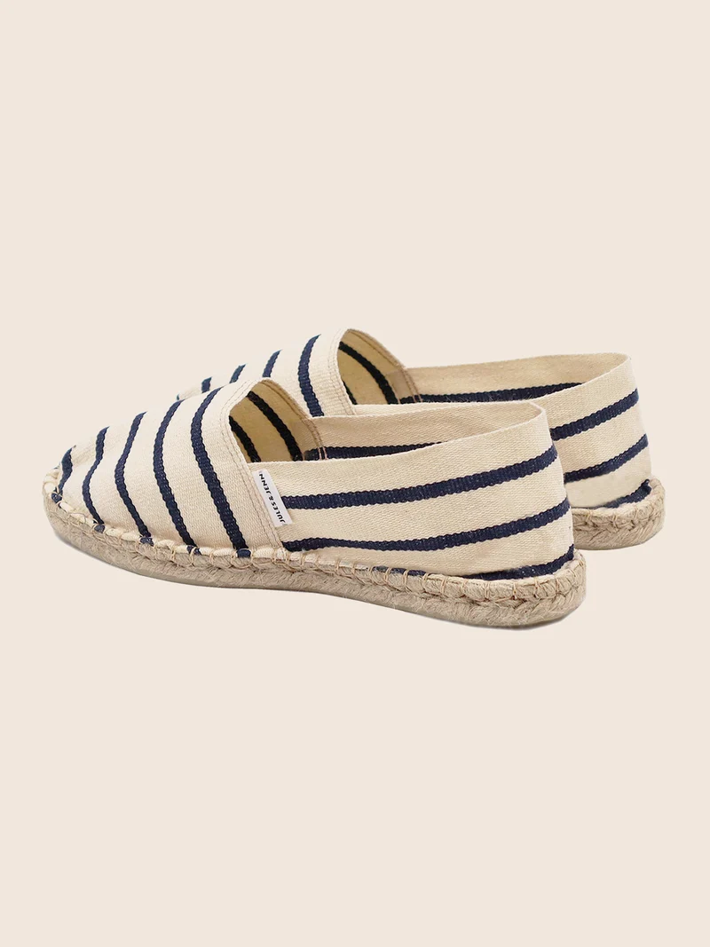 Espadrilles toile coton blanc bleu