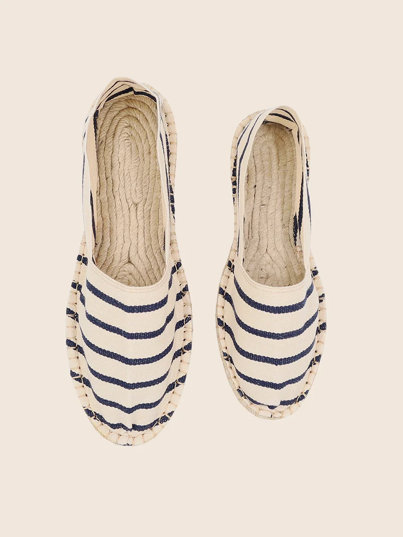 Espadrilles toile coton blanc bleu