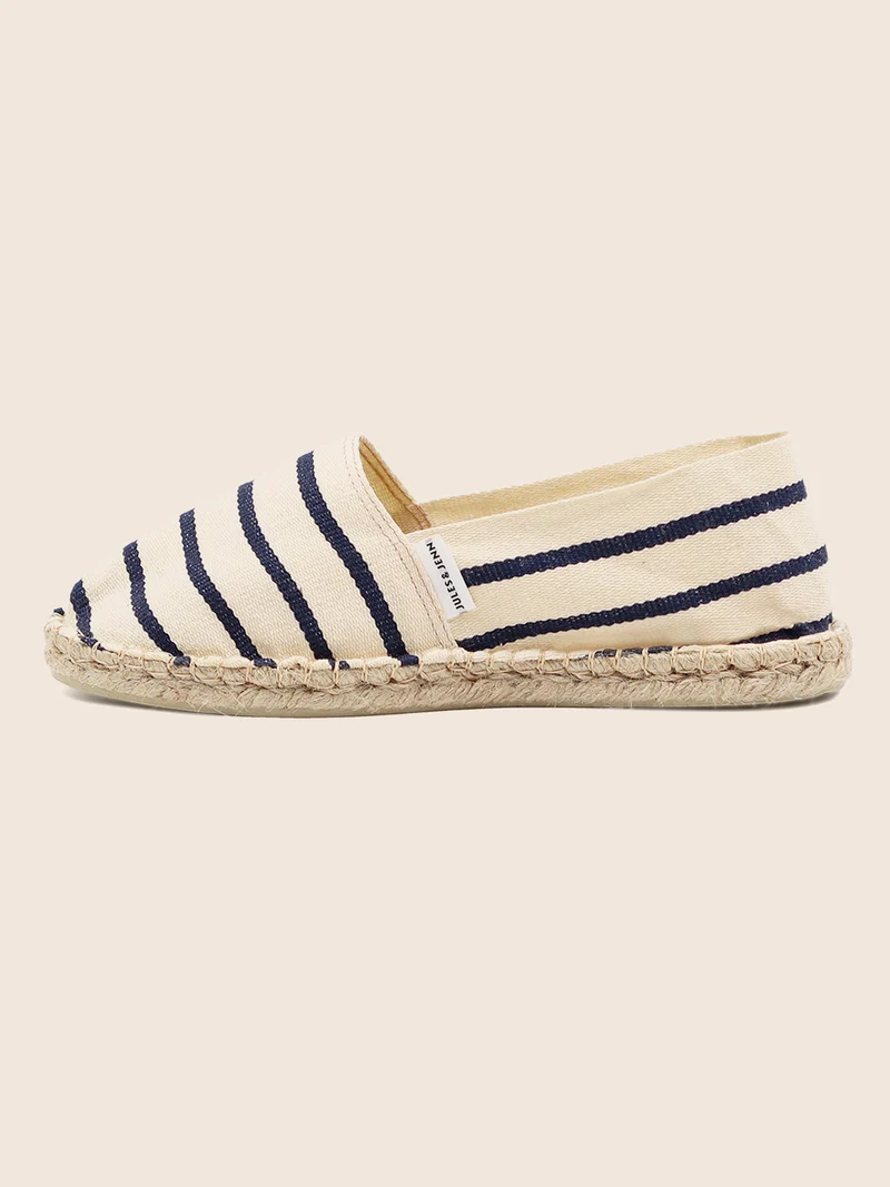 Espadrilles toile coton blanc bleu