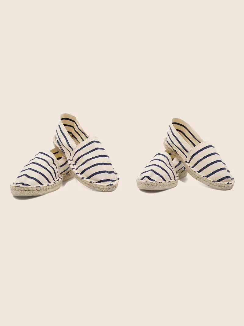 Espadrilles toile coton blanc bleu