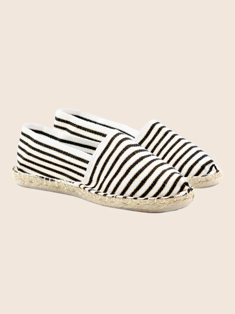 Espadrilles toile coton noir doré