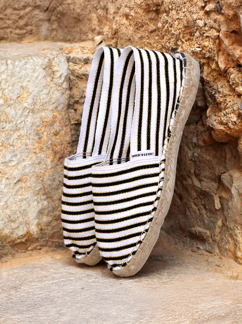 Espadrilles toile coton noir doré