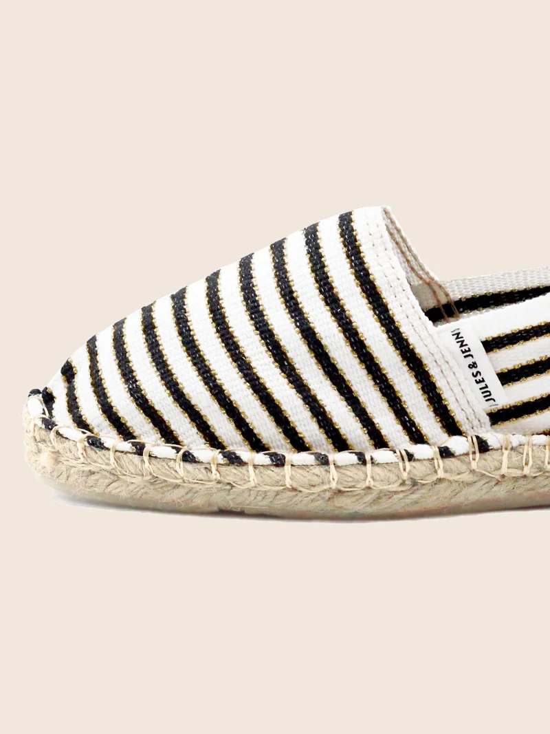 Espadrilles toile coton noir doré