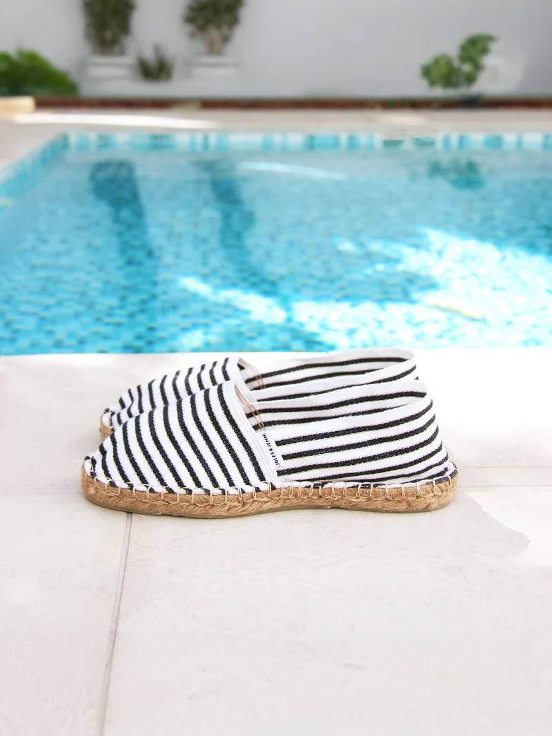 Espadrilles toile coton noir doré