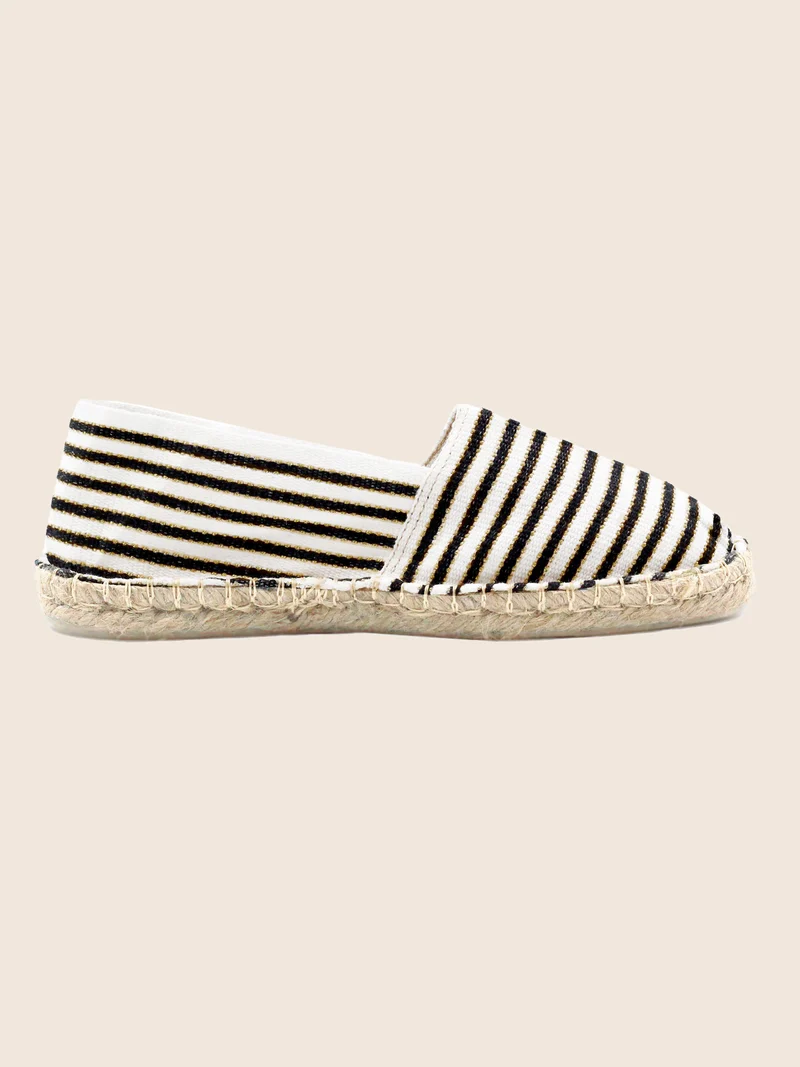 Espadrilles toile coton noir doré
