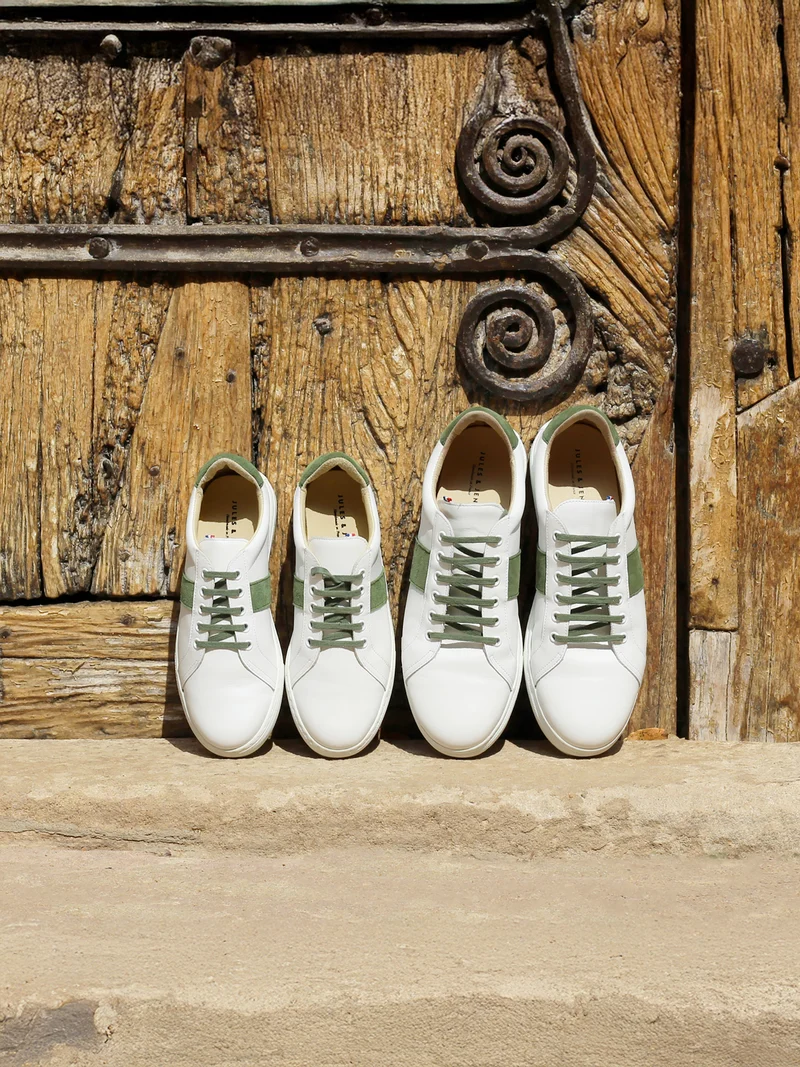 Baskets Made in France cuir kaki