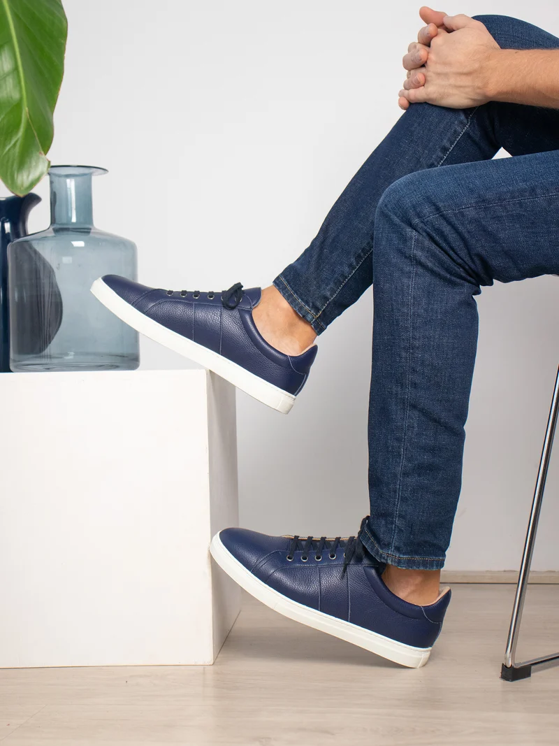Baskets Made in France grainé bleu