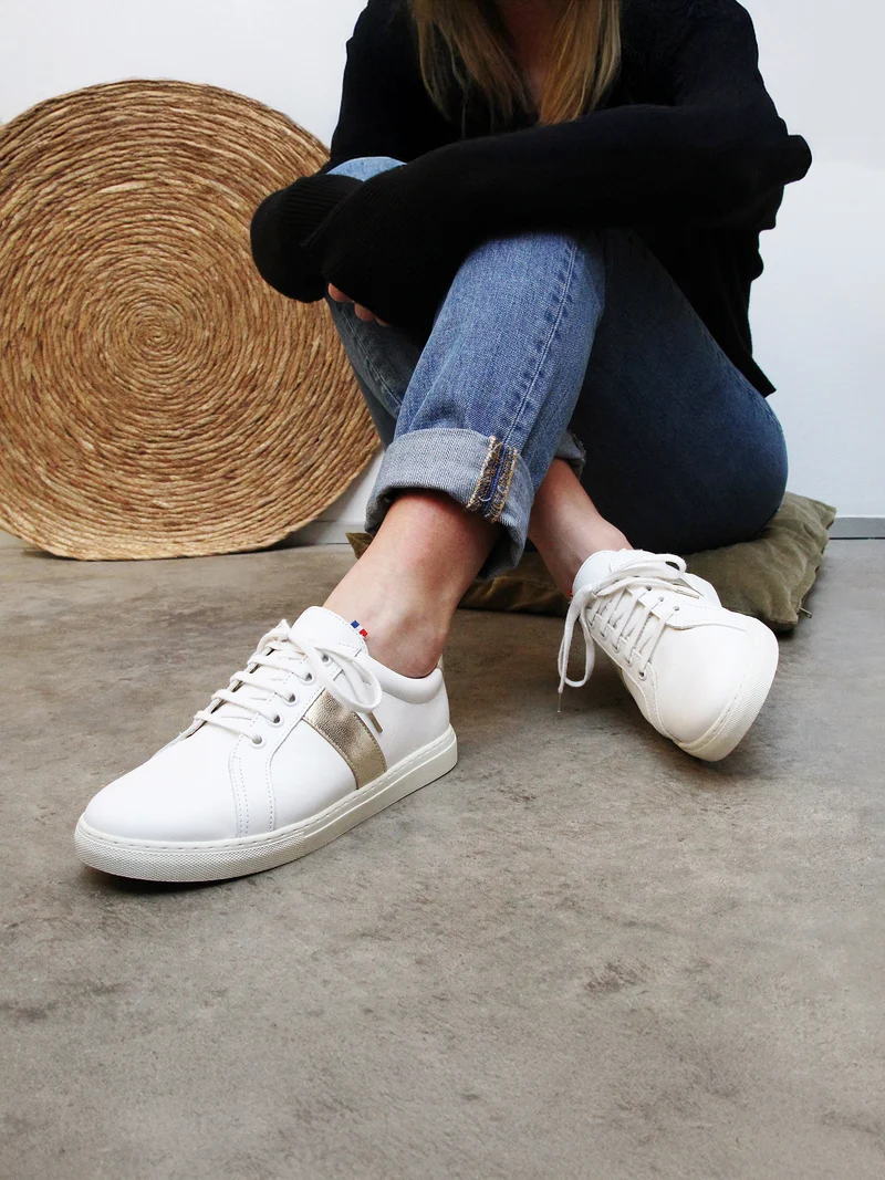 Baskets Made in France cuir doré