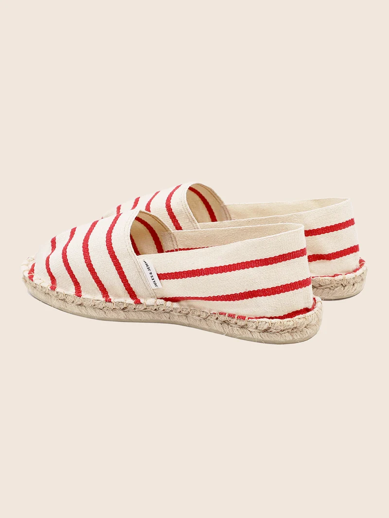 Espadrilles toile coton blanc rouge