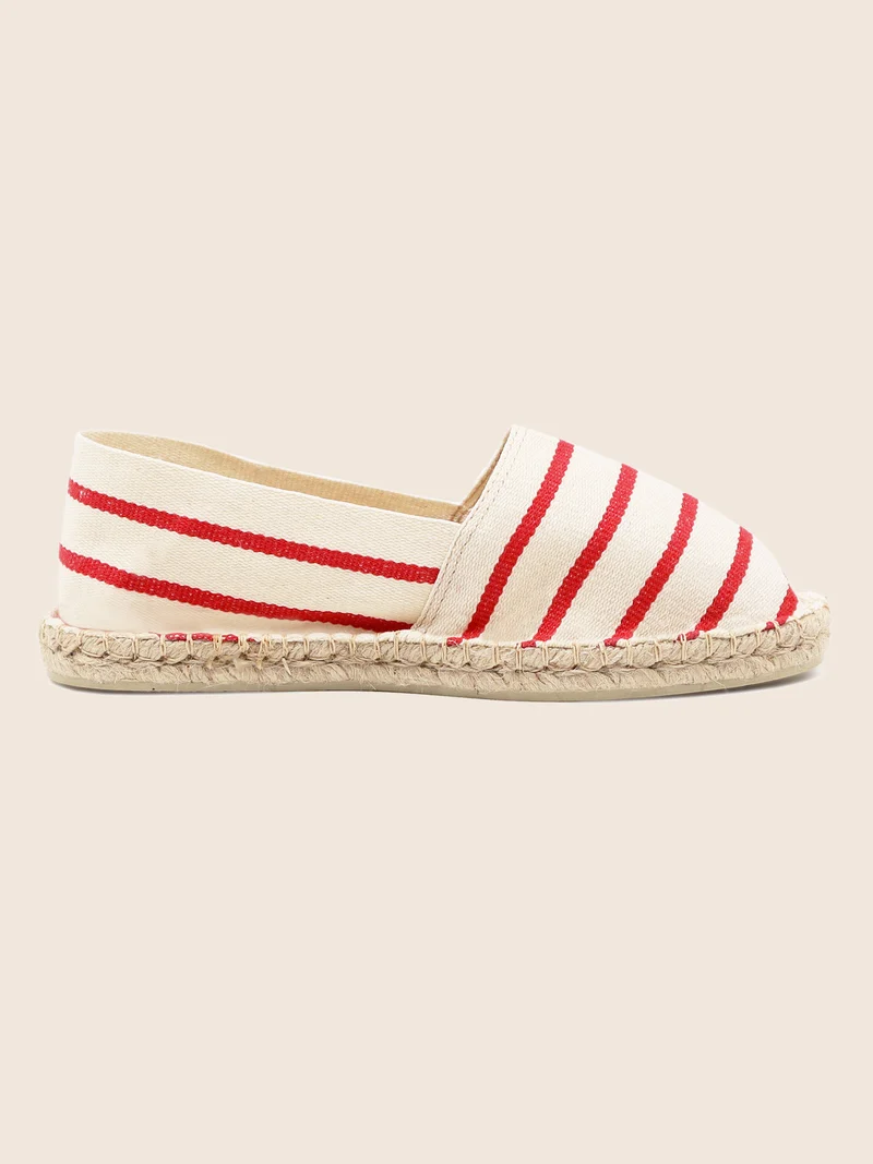 Espadrilles toile coton blanc rouge