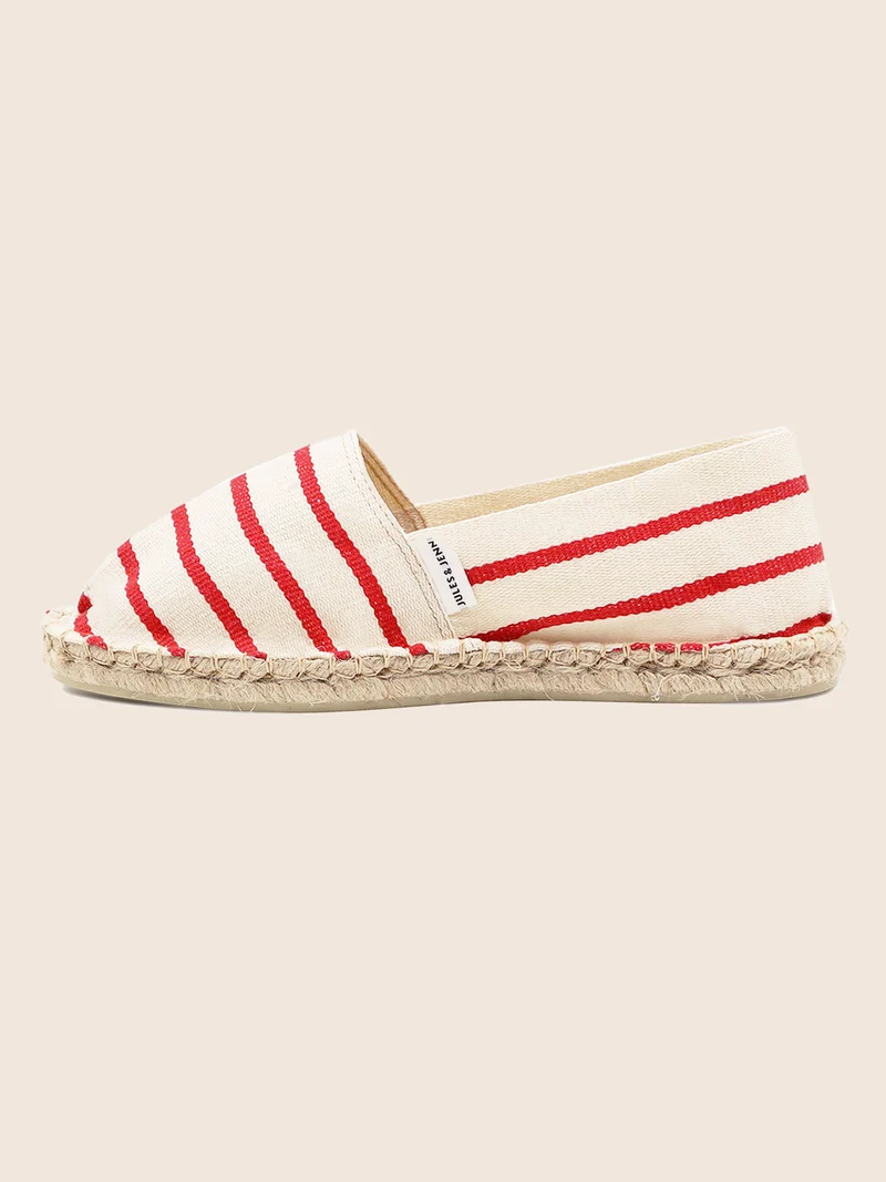 Espadrilles toile coton blanc rouge